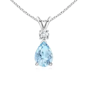 1.12 CT. Aquamarine Pear Shape Pendant with Diamond