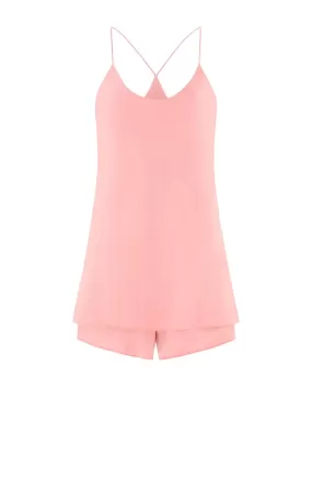 Bella Flamingo Silk Camisole & French Knicker Set