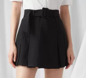 Belted Mini Skirt - BLACK