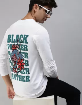 BLACK PANTHER White Back Typographic Printed Tshirt