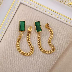 Chain Emerald Earrings