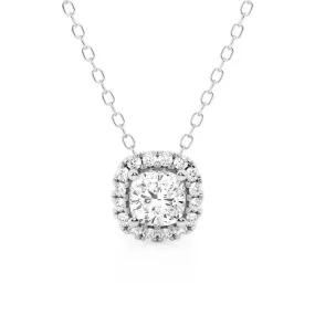 Cushion Cut Pavé Moissanite Halo Pendant Necklace