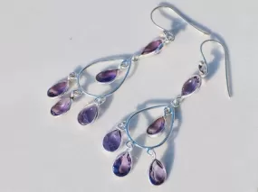 Delicate Amethyst Sterling Silver Earrings,Unique Gift,Handmade Jewelry, For her