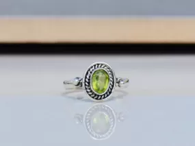 Faceted Peridot 925 Silver Ring, Birthstone,Green Stone,Handmade Jewelry, Gift for Her