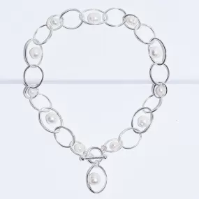 Floating pearl collar necklace