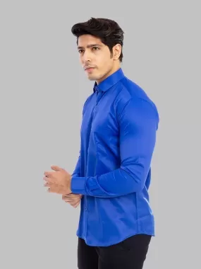 Formal Shirts for Men - Blue Solid Giza Cotton Formal Shirt