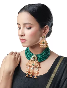 Golden and Green Kundan Polki, Necklace Set