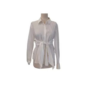 H&M White Front-tie Collared Shirt | Brand New |