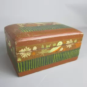 Hand Painted Papier Mache Hummingbird Lidded Box Vintage c1960