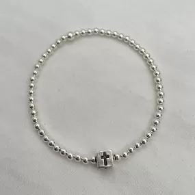 Have Faith Floating Charm Bead Bracelet Sterling Silver