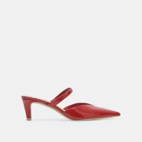 KANIKA MID HEELS RED CRINKLE PATENT