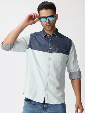 MEN'S BLUE SOLID SLIM FIT SHIRT