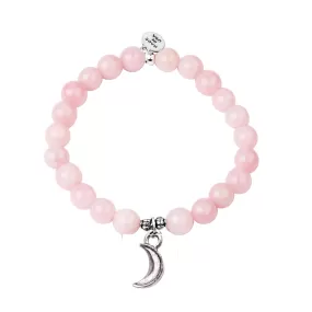 Moon | Stone Beaded Charm Bracelet | Rose Quartz