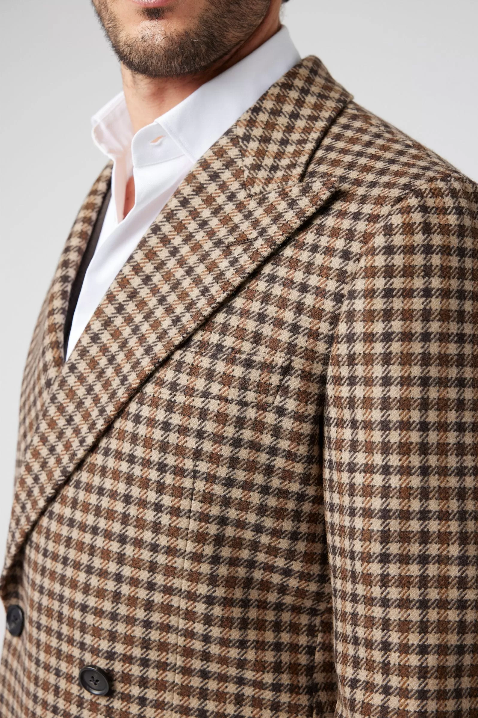 Plaid Brown Double-breasted Coat