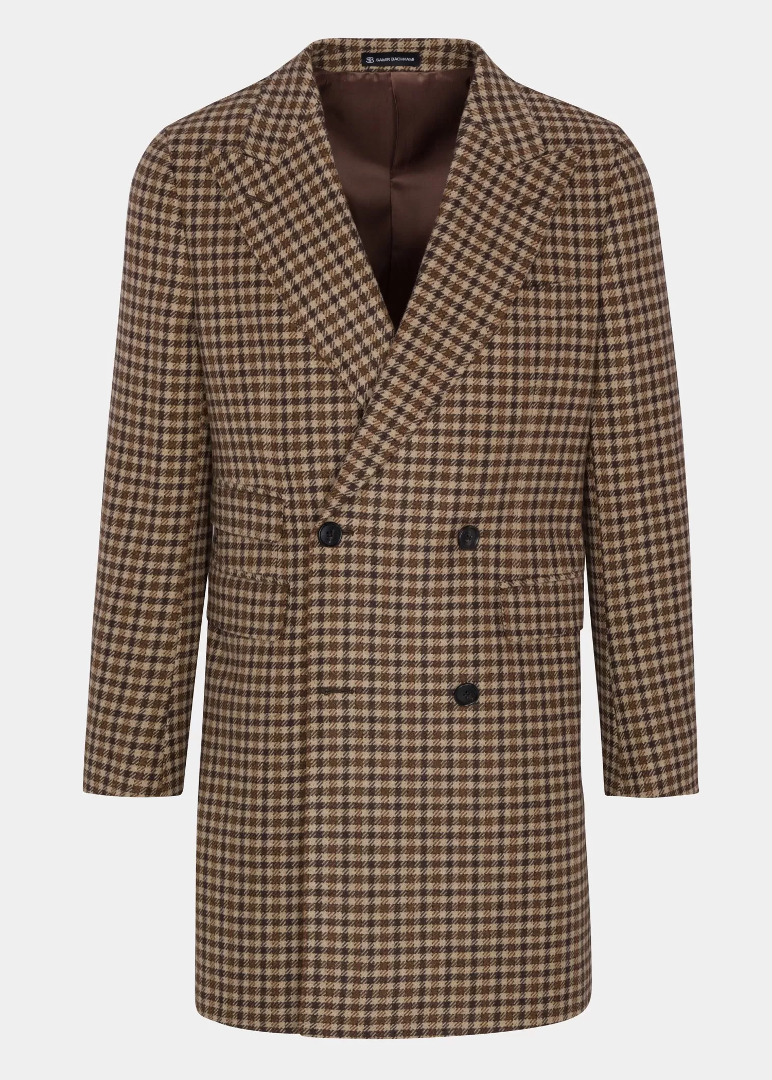 Plaid Brown Double-breasted Coat