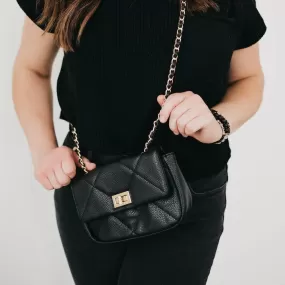 Queenie Quilted Crossbody Bag - Black