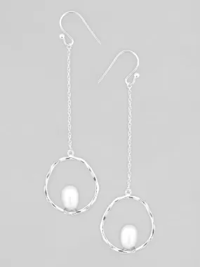 Rubans 925 Silver Freshwater Cultured Pearls Drop Earrings.