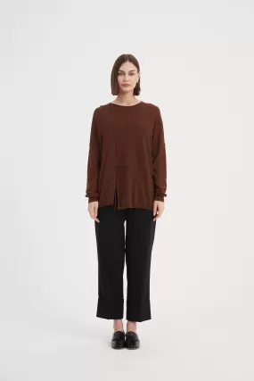 Tirelli - Split Detail Knit Top - Mocha